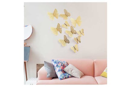 72Pcs 3D DIY Gold Butterfly Wall Sticker