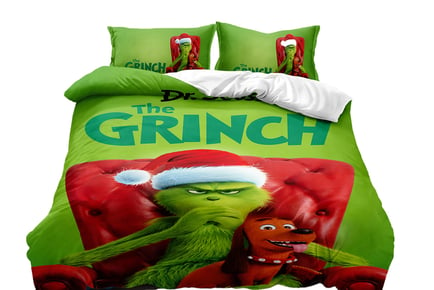 Grinch Series Inspired Cartoon Duvet Cover - 5 Sizes, 7 Designs