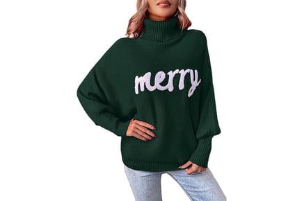 Merry Embroidered Christmas Jumper - 4 Sizes, 3 Colours