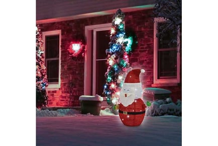 Santa Xmas Yard Sign with Stakes Light