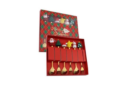 6Pcs Xmas Stainless Steel Spoons Forks