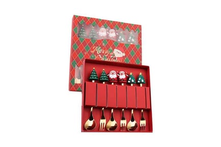 6Pcs Xmas Stainless Steel Spoons Forks