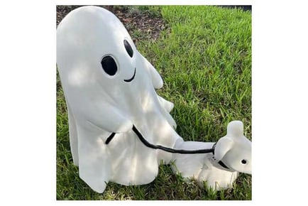 Halloween Ghost Walking Dog Statue