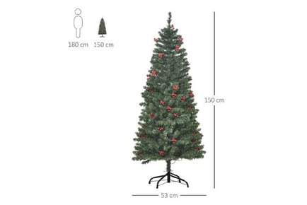 5FT Prelit Pencil Tree w/ LED & Berry