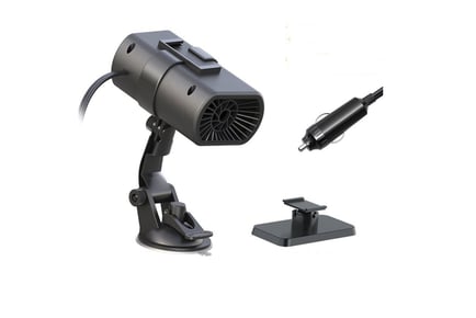 Black 2-In-1 Car Heater For Winter - 2 Attachment Options