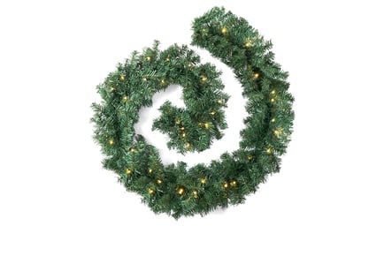 9ft Green Christmas Garland with 30 LED Lights