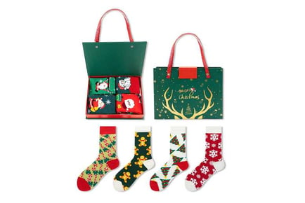 4 Pairs Xmas Funny Cotton Socks with Box