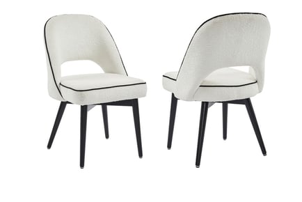 Set of 2 Amore Boucle Dining Chairs in Teddy Fabric - White