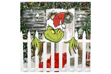 Outdoor Grinch Xmas Garden Fence Sign