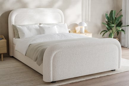 Upholstered Olivia Bouclé Luxury Off-White Bed Frame - 5 Sizes