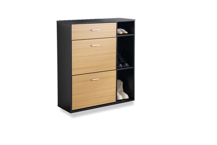 Heritage Black & Oak Shoe Storage Cabinet!