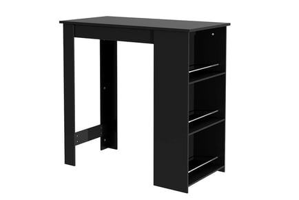 Breakfast Bar Table with a 3-Tier Storage Rack - Black