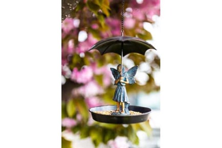 Resin Fairy With Umbrella Bird Feeder