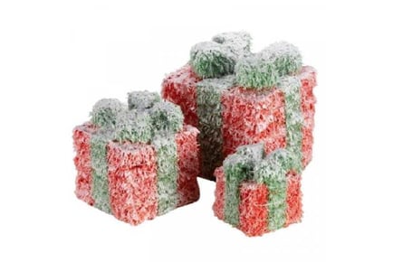 Frosted Faux Gift Boxes Red