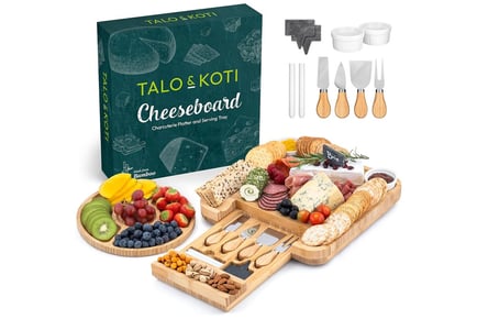 Bamboo Cheese Board with Knives Gift Set