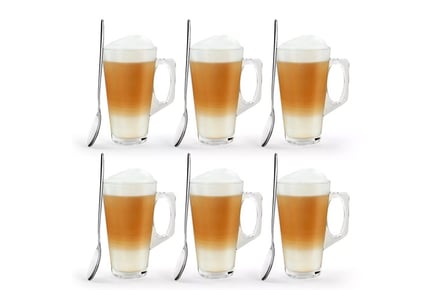 Elegant Set of 6 Latte Glasses for Hot and Cold Beverages