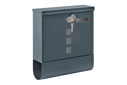 Wall-Mounted Lockable Grey Steel Mailbox