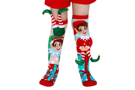 Kids' Novelty Elf or Santa Socks - 2 Pack Options