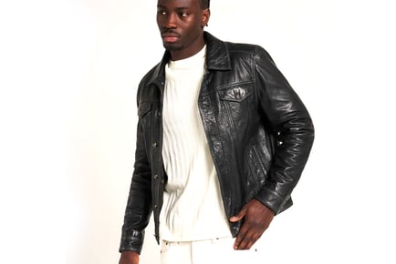 Men's Real Leather Trucker Jacket - 6 Sizes