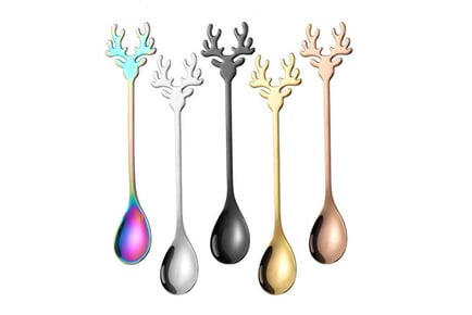 Set of 5 Christmas Steel Reindeer Spoons