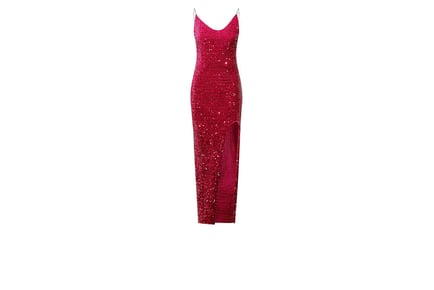 NYE Split V-Neck Sequin Party Dress - 4 Sizes, 6 Colours