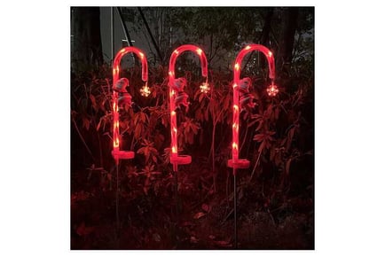 2Pcs Solar Christmas Candy Cane Lights