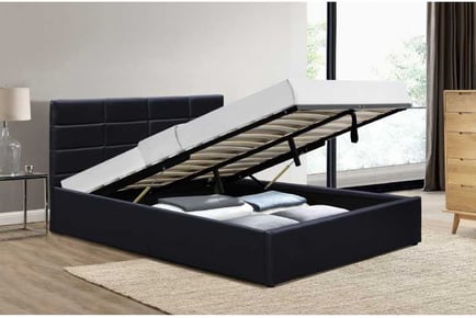 Faux Leather Gas Lift Chanel Ottoman Bed