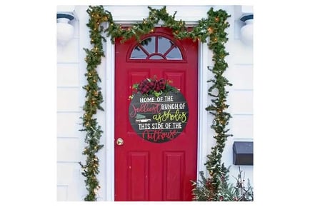 Christmas Wreath Door Listing Sign