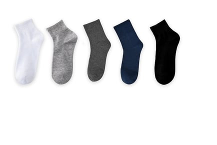 12 or 24 Pairs of Men's Ankle Socks - 2 Sizes, 5 Colours