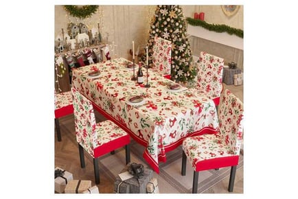 Christmas Tablecloth with 4 Chair Covers