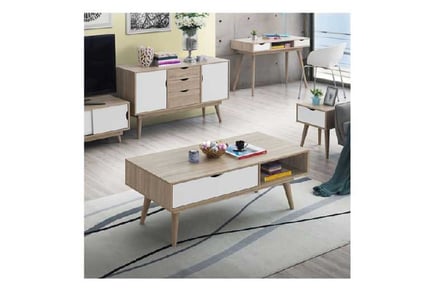 Modern Coffee Table w/ Drawer & Storage