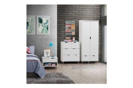 3-Piece Bedroom Set, Wardrobe, 4 Drawers