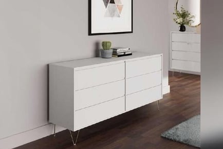 White Chest of Drawers - Gold Legs