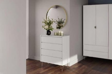 White Chest of Drawers, Gold Legs