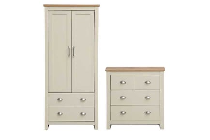 Cream Oak Bedroom Set - Wardrobe & Chest