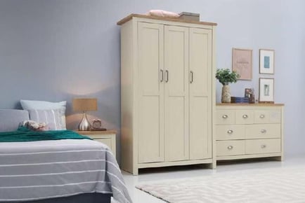 Cream Oak Bedroom Set - Wardrobe Bedside