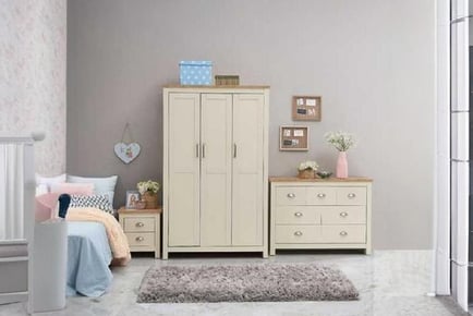 3 Piece Bedroom Set: Grey / Cream