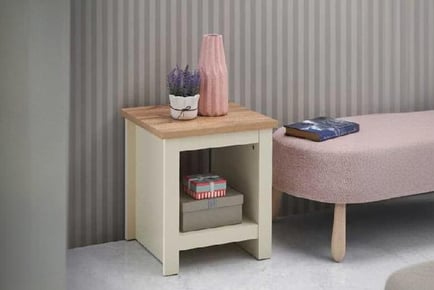 Bedside Lamp Table with Oak Top