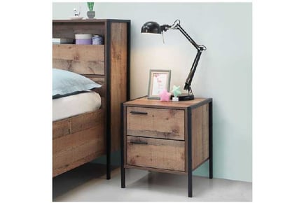 Industrial Bedside Table with 2 Drawers