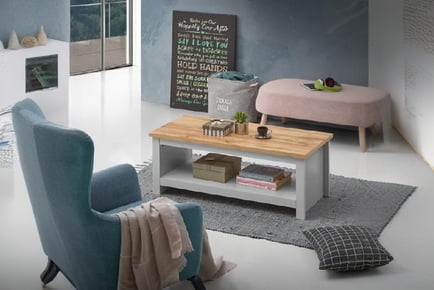 Light Grey Coffee Table - Open Shelf