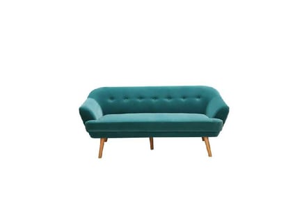 Green 3-Seater Sofa with Wooden Legs