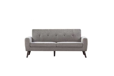 Grey 3-Seater Sofa - Button Back