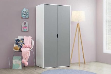 Modern 2-Door Wardrobe with Hanging Rail