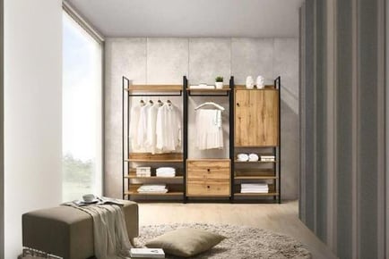 Modern Bedroom Set with Open Wardrobes