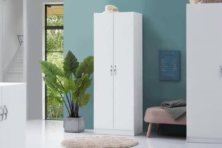 Modern 2-Door Wardrobe with Hanging Rail