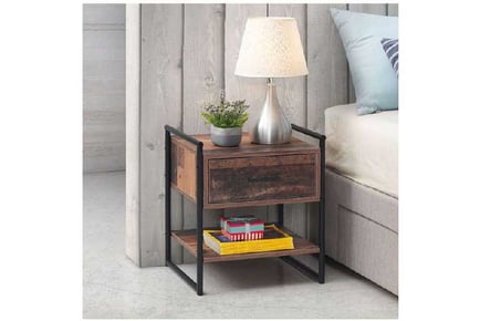 Rustic Bedside Unit, Open Storage