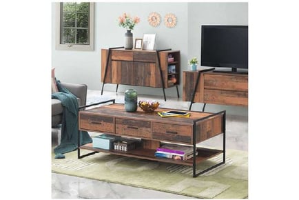 Rustic Oak Coffee Table with Storage