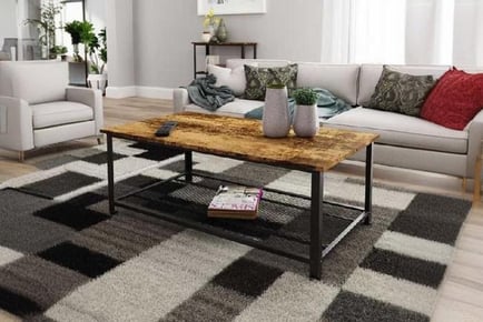 Rustic Coffee Table with Metal Frame