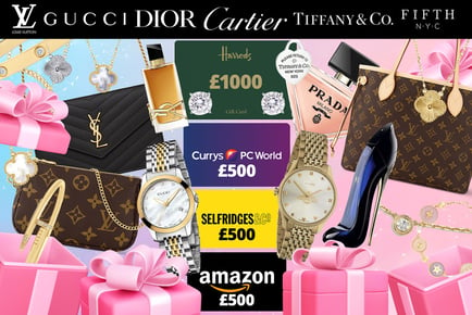 Deluxe Designer Mystery Deal - Louis Vuitton, Gucci , £1000 Gift Cards, Dior, Cartier, Tiffany, Fifth NYC and more!