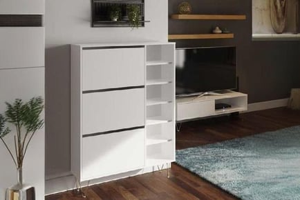 Shoe Cabinet, 3 Drawer Storage, White